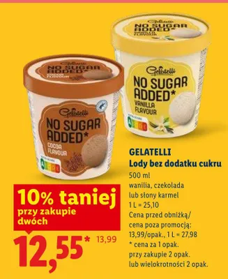 Lody bez dodatku cukru wanilia Gelatelli promocja w Lidl