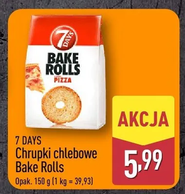 Chrupki chlebowe Bake Rolls Pizza 7 Days promocja w Aldi