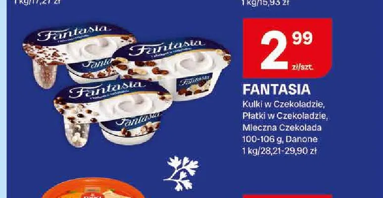 Jogurt Fantasia płatki w czekoladzie Danone promocja w Chorten