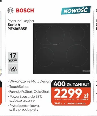 Płyta indukcyjna Bosch Serie 4 PIF61ABB5E promocja w Max Elektro