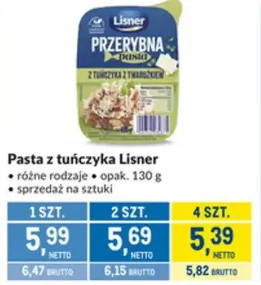 Pasta z tuńczyka Lisner promocja w Makro