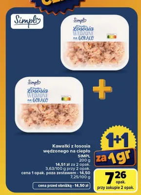 Kawałki z łososia wędzonego na ciepło Simpl promocja w Carrefour Market
