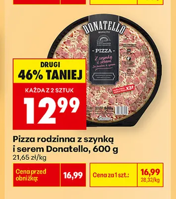 Pizza rodzinna z szynką i serem Donatello promocja w Biedronka