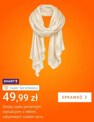 Szal satynowy ecru promocja w Allegro
