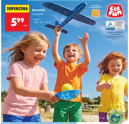Samolot z pianki Elefun promocja w Biedronka