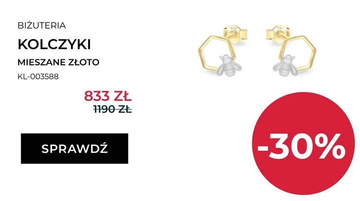 Kolczyki Briju mieszane złoto promocja w Briju