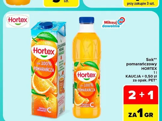 Sok pomarańczowy Hortex promocja w Carrefour Market