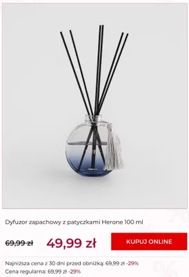 Dyfuzor zapachowy z patyczkami Herone home&you promocja w home&you