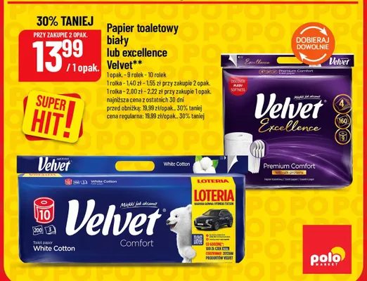 Papier toaletowy Excellence Velvet promocja w POLOmarket