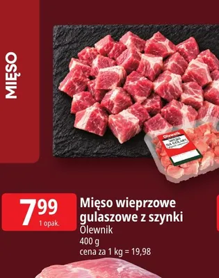 Mięso wieprzowe gulaszowe z szynki Olewnik promocja w Leclerc