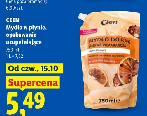 Mydło w płynie Cien Zimowa Pomarańcza opakowanie uzupełniające promocja w Lidl