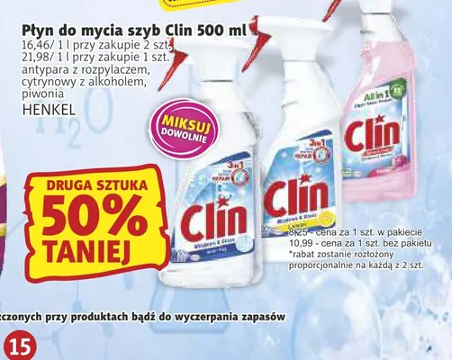 Płyn do mycia szyb Clin antypara z rozpylaczem promocja w Prim Market