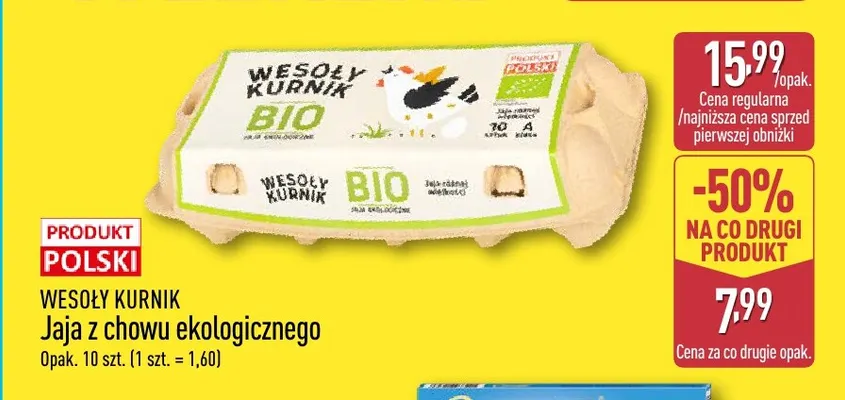 Jajka kurze z chowu ekologicznego Wesoły Kurnik promocja w Aldi