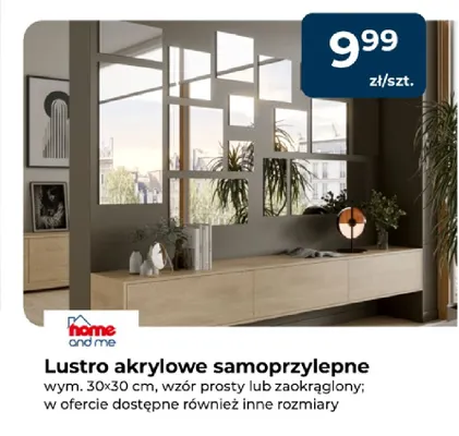 Lustro akrylowe samoprzylepne wzór prosty 30x30 cm Home and Me promocja w PSB Mrówka