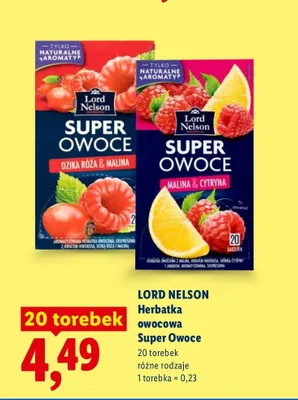 Herbatka owocowa Lord Nelson Super Owoce Malina & Cytryna promocja w Lidl