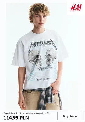 T-shirt bawełniany z nadrukiem Oversized Fit H&M promocja w H&M