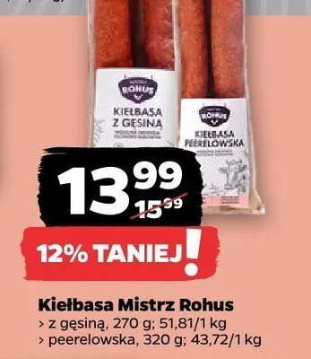 Kiełbasa z gęsiną Mistrz Rohus promocja w Netto