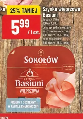 Szynka wieprzowa Basiuni Sokołów promocja w POLOmarket