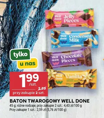 Baton twarogowy Well Done Vanilla promocja w Stokrotka