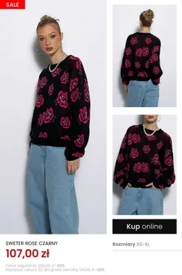 Sweter Rose czarny promocja w Top Secret