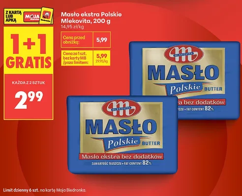 Masło ekstra Polskie Mlekovita promocja w Biedronka