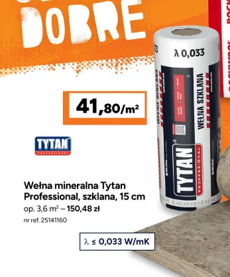 Wełna mineralna Tytan Professional szklana 15 cm promocja w Bricoman