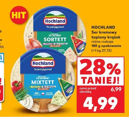 Ser kremowy topiony krążek Hochland Sortett promocja w Kaufland