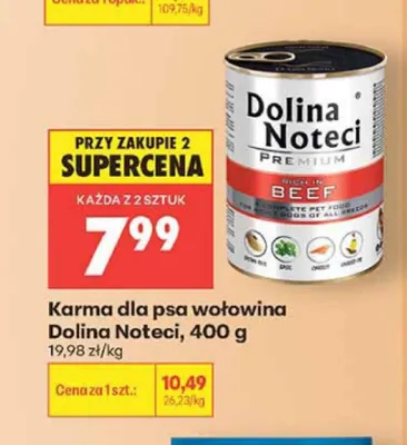 Karma dla psa Dolina Noteci Premium bogata w wołowinę promocja w Biedronka