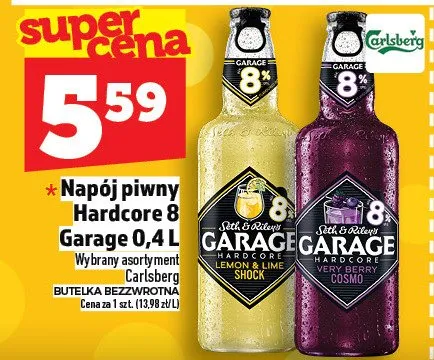 Napój piwny Hardcore Garage lemon & lime smoka / winogron & blueberry promocja w TOPAZ