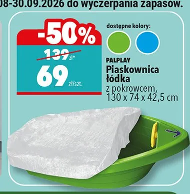 Piaskownica łódka z pokrowcem Palplay promocja w Biedronka