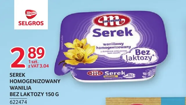 Serek homogenizowany wanilia bez laktozy Mlekovita promocja w Selgros