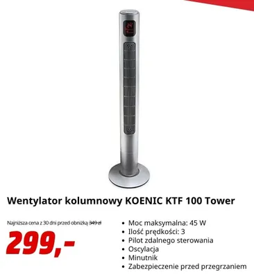 Wentylator kolumnowy KOENIC KTF 100 Tower promocja w Media Markt
