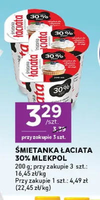 Śmietanka Łaciata Mlekpol 30% promocja w Stokrotka