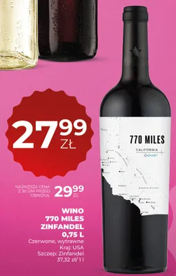 Wino 770 Miles Zinfandel czerwone wytrawne USA promocja w Duży Ben