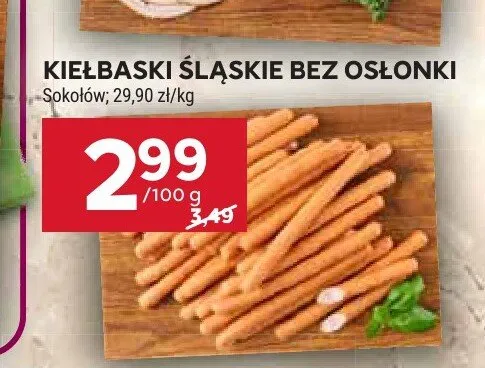 Kiełbaski śląskie bez osłonki Sokołów promocja w Stokrotka