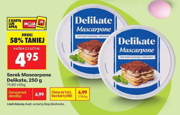 Serek Mascarpone śmietankowo-kremowy promocja w Biedronka
