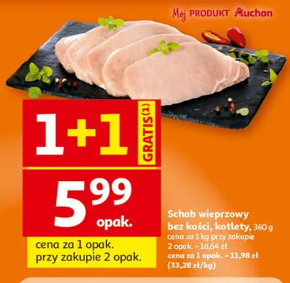 Schab wieprzowy bez kości kotlety Auchan promocja w Auchan
