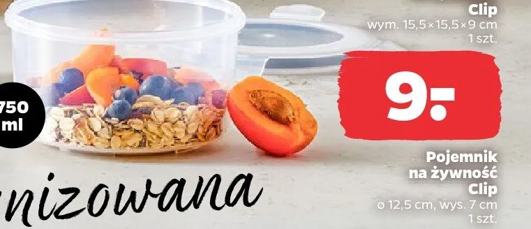 Pojemnik na żywność Clip śr. 12,5 cm wys. 7 cm 750 ml ALTOM DESIGN promocja w Netto
