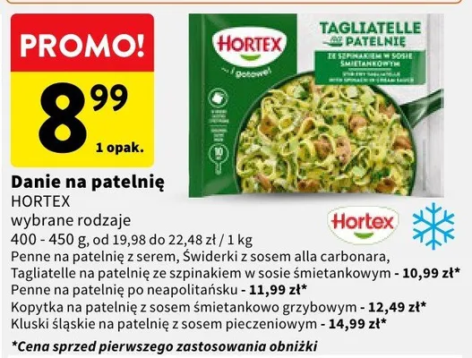 Danie na patelnię Tagliatelle ze szpinakiem w sosie śmietankowym Hortex promocja w Intermarche