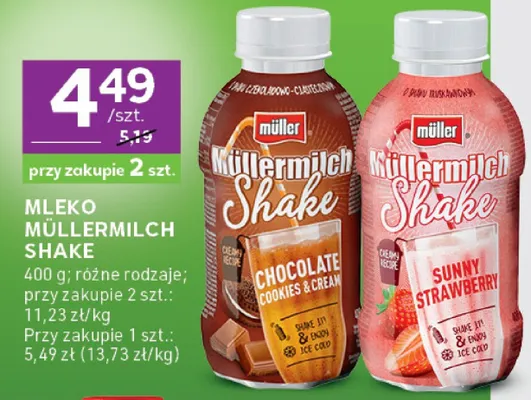 Mleko Müllermilch Shake Chocolate Cookies & Cream promocja w Stokrotka
