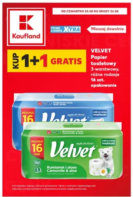 Papier toaletowy Velvet Rumianek i aloes 16-pak promocja w Kaufland