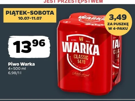 Piwo Warka Classic 4-pak 500 ml promocja w Netto