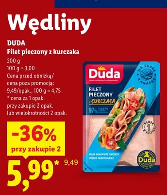 Filet pieczony z kurczaka Duda promocja w Lidl
