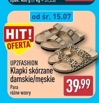 Klapki skórzane damskie męskie UP2FASHION promocja w Aldi
