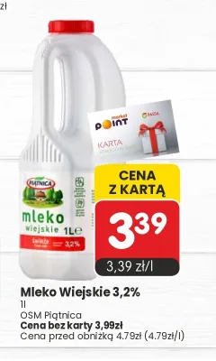 Mleko Wiejskie 3,2% Piątnica promocja w Market Point