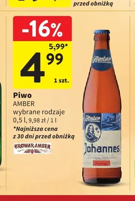 Piwo Amber Johannes wybrane rodzaje promocja w Intermarche
