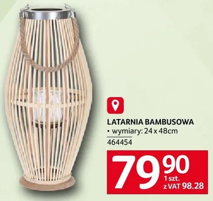 Latarnia bambusowa 24 x 48 cm 464454 promocja w Selgros