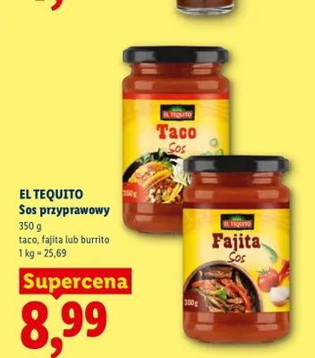 Sos przyprawowy EL TEQUITO burrito promocja w Lidl