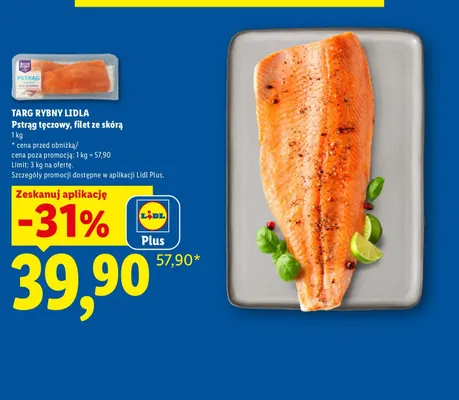Pstrąg tęczowy filet ze skórą Targ Rybny Lidla promocja w Lidl