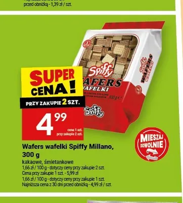 Wafers wafelki Spiffy Millano śmietankowe promocja w Twój Market